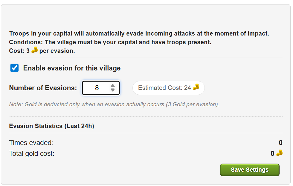 Troops Evasion Interface