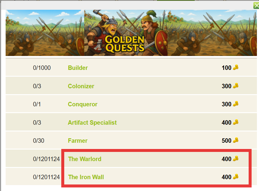 New Golden Quests